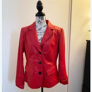 Red Soft Leather Jacket Blazer
